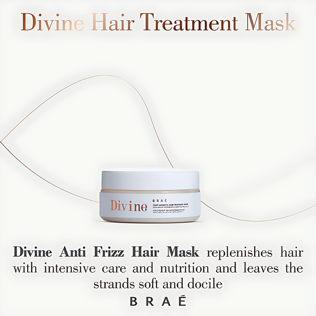 Braé Divine Deep Cosmetics Hair Treatment Mask – Anti-Frizz Hydration, Silky Softness & Shine – Available in 6.76 fl oz (200 mL) or 16.9 fl oz (500 mL) humidity defense routine – Buy now at MKPBR.COM – Worldwide Shipping