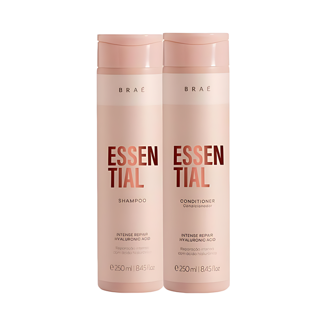 Braé Essential Shampoo + Conditioner Kit – Prolonged Hydration, Repair & Daily Protection – 2 × 8.45 fl oz (250 mL) premium Brazilian haircare – Buy now at MKPBR.COM – Worldwide Shipping
