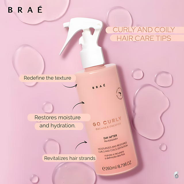 Braé Go Curly Cachos e Crespos Day After Revitalizing Conditioning Spray – Curl Refresh & Heat Protection – 8.79 fl oz (260 mL) Brazilian curl care – Buy now at MKPBR.COM – Worldwide Shipping