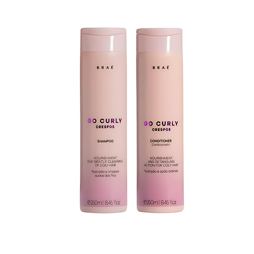 Braé Go Curly Crespos Shampoo + Conditioner Kit for Coily & Kinky Hair – Gentle Cleanse, Detangling & Long-Lasting Definition – 2 × 8.45 fl oz (250 mL) hero image – Buy now at MKPBR.COM – Worldwide Shipping