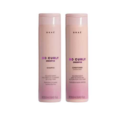 BRAÉ Go Curly Crespos Shampoo + Conditioner Kit for Coily & Kinky Hair – Gentle Cleanse, Detangling & Long-Lasting Definition – 2 × 8.45 fl oz (250 mL) hero image – Buy now at MKPBR.COM – Worldwide Shipping
