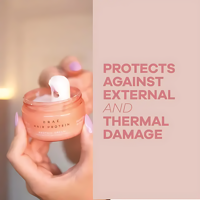 Braé Hair Protein Leave-In Conditioner — Offers excellent thermal protection for heat styling. Shields hair from damage up to 230°C. MKPBR worldwide shipping.