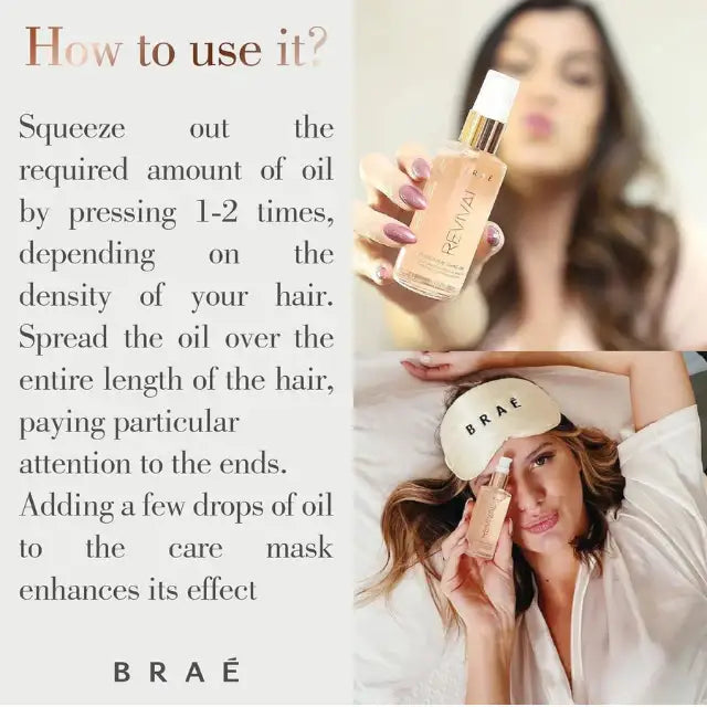 Braé Revival Gorgeous Shine Oil - Deep Reconstruction Hair Oil - 2.03 fl oz (60ml) – The ultimate solution for revitalizing extremely damaged hair – Buy now at MKPBR.COM – Worldwide Shipping