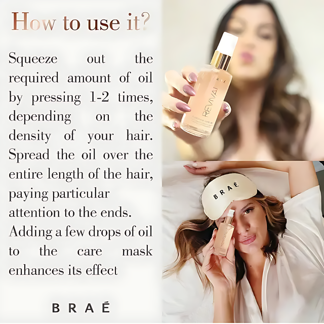 Braé Revival Gorgeous Shine Oil - Deep Reconstruction Hair Oil - 2.03 fl oz (60ml) – The ultimate solution for revitalizing extremely damaged hair – Buy now at MKPBR.COM – Worldwide Shipping