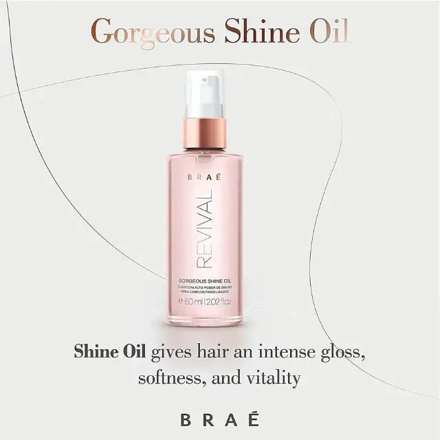 Braé Revival Gorgeous Shine Oil - Deep Reconstruction Hair Oil - 2.03 fl oz (60ml) – Thermal protection and anti-frizz action for sleek, healthy hair – Buy now at MKPBR.COM – Worldwide Shipping