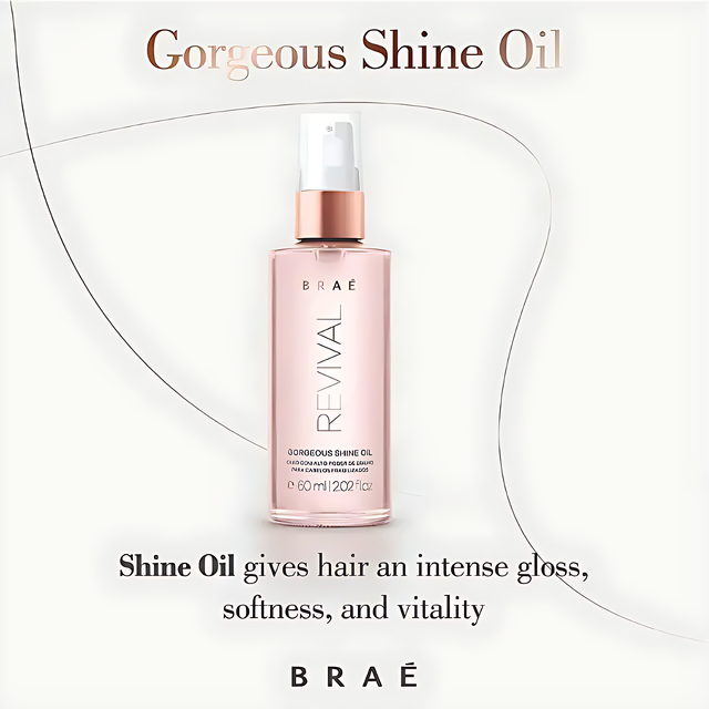 Braé Revival Gorgeous Shine Oil - Deep Reconstruction Hair Oil - 2.03 fl oz (60ml) – Thermal protection and anti-frizz action for sleek, healthy hair – Buy now at MKPBR.COM – Worldwide Shipping