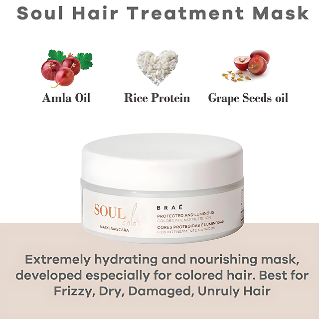 Braé Soul Color Hair Treatment Mask – Color Protection, Hydration & Nourishment – 6.76 oz (200 g) Color Fix complex detail – Buy now at MKPBR.COM – Worldwide Shipping