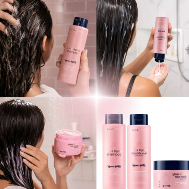 BRAÉ Stages by Bruna Tavares Gloss Hydra Complete Routine Kit – Shampoo, Conditioner & Hair Mask – Cleanse, Hydrate & Reveal 4x More Shine – 250 mL + 250 mL + 200 g premium Brazilian gloss care – Buy now at MKPBR.COM – Worldwide Shipping