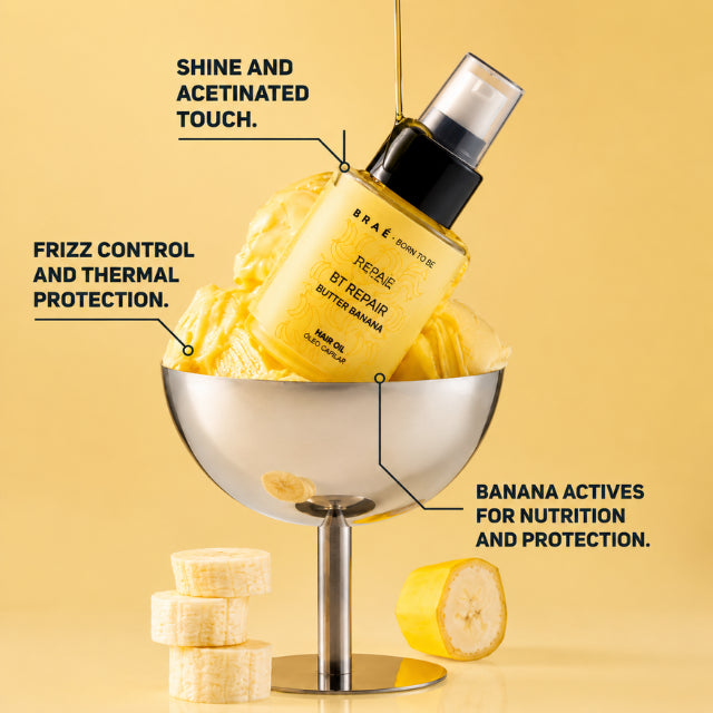BRAÉ Stages by Bruna Tavares Repair Butter Banana Conditioning Hair Oil – Restorative Seal, Frizz Control & Healthy Glow – 2.02 fl oz (60 mL) premium Brazilian hair restore – Buy now at MKPBR.COM – Worldwide Shipping