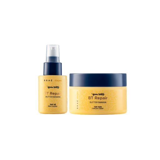 BRAÉ Stages by Bruna Tavares Repair Butter Banana Restorative Kit – Conditioning Mask + Hair Oil – Deep Repair, Frizz Control & Healthy Glow – 200 g + 60 mL hero image – Buy now at MKPBR.COM – Worldwide Shipping