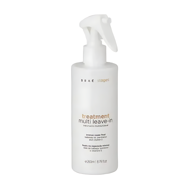 Braé Stages Leave-In Multi Condicionante 260ml - Lightweight protein spray for deep hydration, repair, and thermal protection – Buy now at MKPBR.COM – Worldwide Shipping