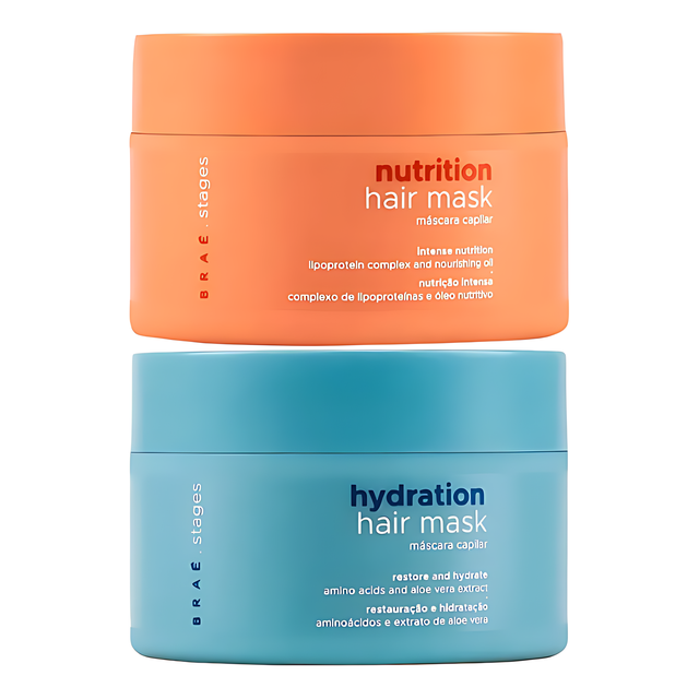 Braé Stages Nutrition + Hydration Hair Treatment Masks – Buy Individually or as a Kit – 6.76 fl oz (200 mL) Each hero image – Buy now at MKPBR.COM – Worldwide Shipping