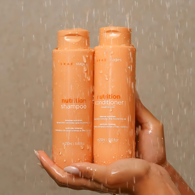 Braé Stages Nutrition Shampoo + Conditioner Kit – Deep Nourishment, Softness & Frizz Control – 2x 8.45 fl oz (250 ml) – Premium Brazilian Haircare – Buy Now at MKPBR.com – Worldwide Shipping