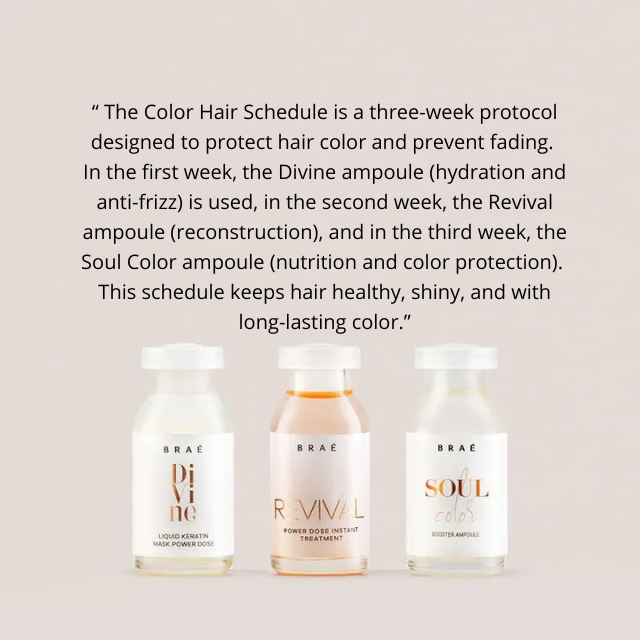 BRAÉ Super Hydration Ampoules Kit – 3-Week Color Care Schedule – 3 × 0.44 fl oz (13 mL) front view – Buy now at MKPBR.COM – Worldwide Shipping
