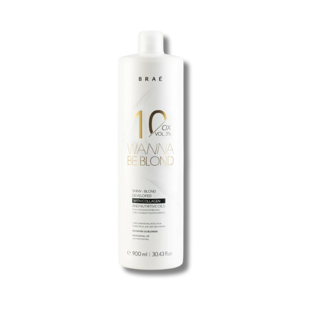 Braé Wanna Be Blond Oxidizing Emulsion 10 Vol (900ml) - Gentle developer for toning, color deposit, and subtle lift, protecting hair – Buy now at MKPBR.COM – Worldwide Shipping
