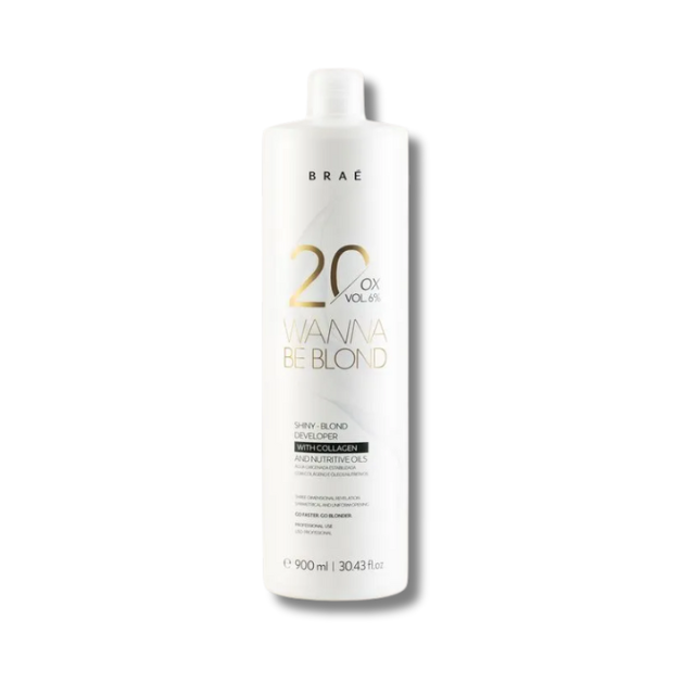 Braé Wanna Be Blond Oxidizing Emulsion 20 Vol (900ml) - Professional hydrogen peroxide for maximized decolorization and uniform blonde results – Buy now at MKPBR.COM – Worldwide Shipping