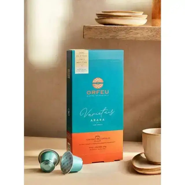 Orfeu Arara Nespresso Compatible Coffee Capsules – A cup of freshly brewed Arara espresso from an Orfeu capsule, highlighting its rich crema. – Buy now at MKPBR.COM – Worldwide Shipping