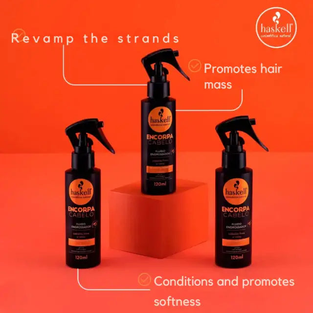 Haskell Encorpa Cabelo Hair Thickening Fluid 4.06 oz - Vegan & Thermal Protectant - Buy now at MKPBR.COM – Worldwide Shipping