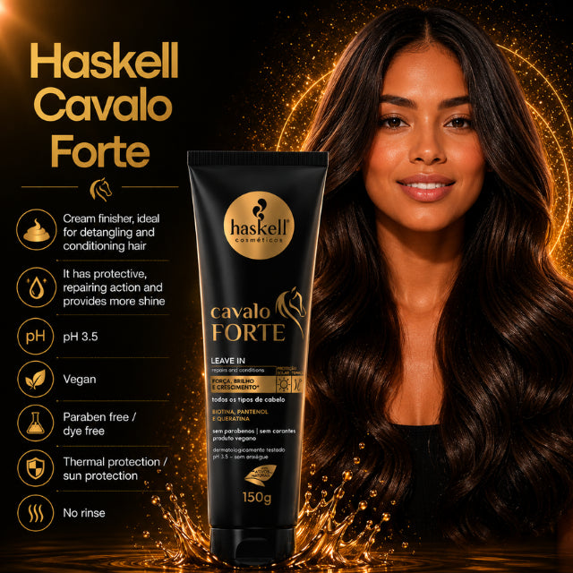 Haskell Cavalo Forte Leave-In Cream 5.29 oz - Reconstructs & Reduces Breakage - Buy now at MKPBR.COM – Worldwide Shipping