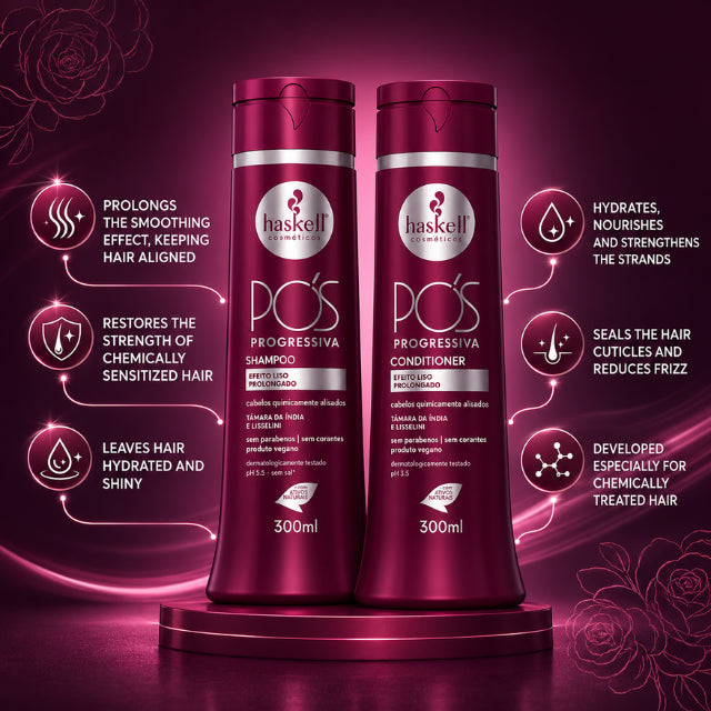 Haskell Pós-Progressiva Duo Kit 10.14 oz - Maintains Aligned & Healthy Hair - Buy now at MKPBR.COM – Worldwide Shipping