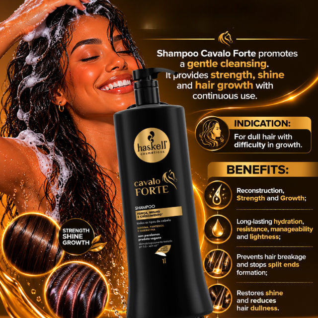 Haskell Cavalo Forte Shampoo 1L - Reconstructs & Reduces Breakage - Buy now at MKPBR.COM – Worldwide Shipping