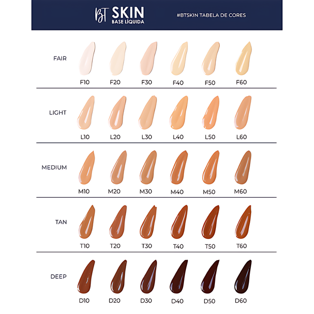 Bruna Tavares BT Skin Foundation Professional 30 Shade Range – Buy now at MKPBR.COM – Worldwide Shipping