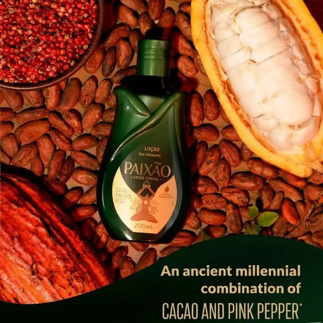 Cacau & Pimenta Rosa body lotion with almond oil for 24H hydration – Buy now at MKPBR.COM – Worldwide Shipping