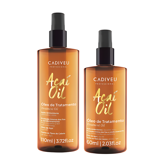 Cadiveu Essentials Açaí Oil Leave-In Hair Treatment Oil for Shine + Frizz Control front bottle view – Buy now at MKPBR.COM – Worldwide Shipping