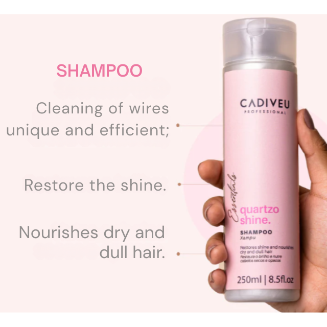 Cadiveu Quartzo Shine Shampoo 250ml bottle for natural hair luminosity – Buy now at MKPBR.COM – Worldwide Shipping
