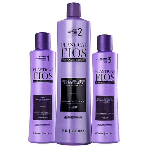 Cadiveu Professional Plástica dos Fios Thermal Sealing Smoothing Kit (3-Piece) for Frizz Control + Shine option A Ativo 1 L plus Shampoo 300 ml plus Mask 300 ml – Buy now at MKPBR.COM – Worldwide Shipping