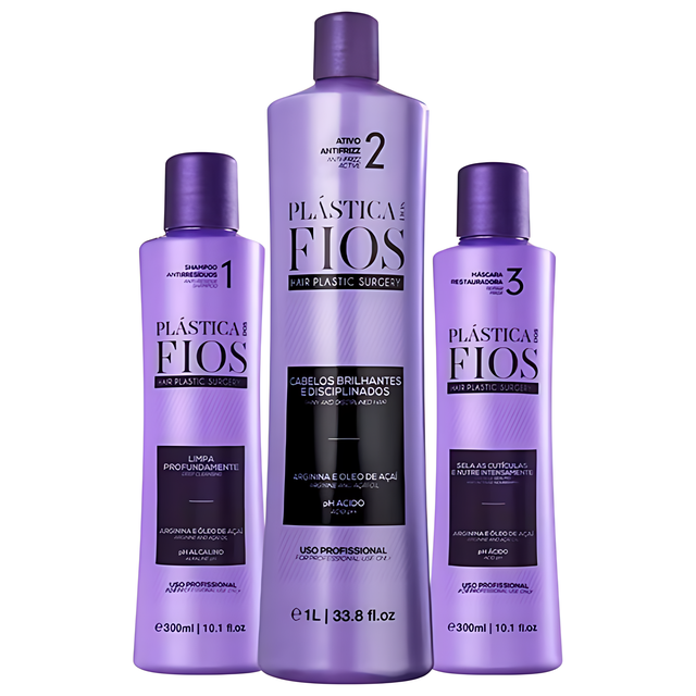 Cadiveu Professional Plástica dos Fios Thermal Sealing Smoothing Kit (3-Piece) for Frizz Control + Shine option A Ativo 1 L plus Shampoo 300 ml plus Mask 300 ml – Buy now at MKPBR.COM – Worldwide Shipping