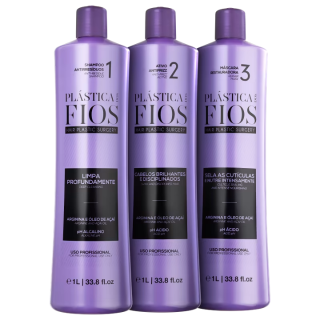 Cadiveu Professional Plástica dos Fios Thermal Sealing Smoothing Kit (3-Piece) for Frizz Control + Shine option B Ativo 1 L plus Shampoo 1 L plus Mask 1 L – Buy now at MKPBR.COM – Worldwide Shipping