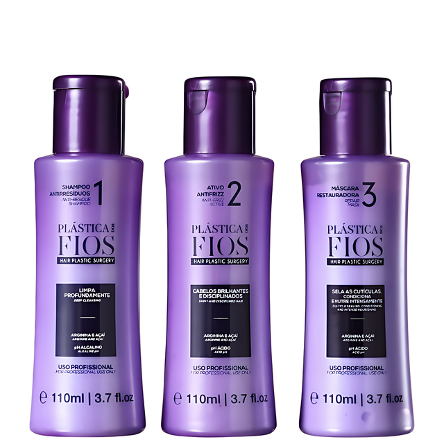 Cadiveu Professional Plástica dos Fios Thermal Sealing Smoothing Kit (3-Piece) for Frizz Control + Shine mini trio option C Ativo 110 ml plus Shampoo 110 ml plus Mask 110 ml – Buy now at MKPBR.COM – Worldwide Shipping