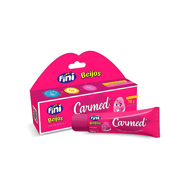 Carmed Fini Lip Balm Beijos, 0.35 oz (10g) – Essential lip care with a fun, glossy finish from Brazil – Buy now at MKPBR.COM – Worldwide Shipping