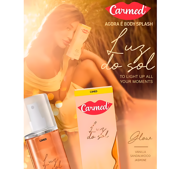 Carmed Luz do Sol Glow Body Splash – 6.76 oz (200 ml) – Brazilian body splash with subtle light-reflecting finish – Buy now at MKPBR.COM – Worldwide Shipping