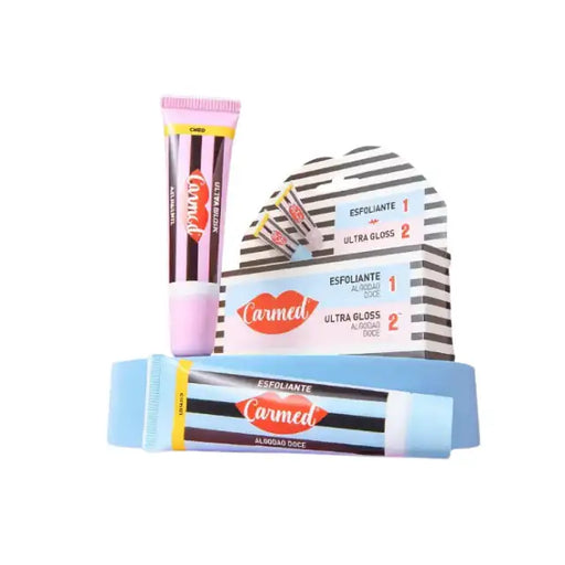 Carmed SOS Lips Kit: Cotton Candy Exfoliator & Ultra Gloss – 2 x 0.35 oz (10g) – Dual-action lip care for renewal and hydration – Buy now at MKPBR.COM – Worldwide Shipping