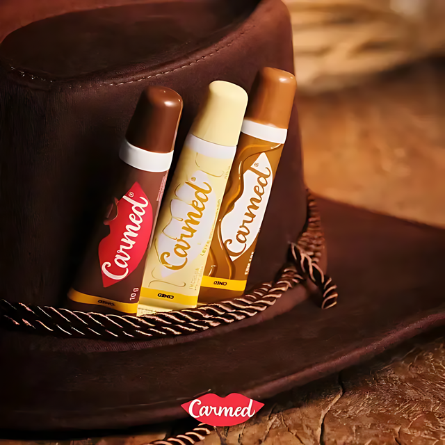 Carmed Sweet Line Lip Balm Kit: Brigadeiro Ana Castela, Leite Condensado, Doce de Leite – 3 x 0.35 oz (10g) – Delightful Brazilian dessert-flavored lip balms – Buy now at MKPBR.COM – Worldwide Shipping