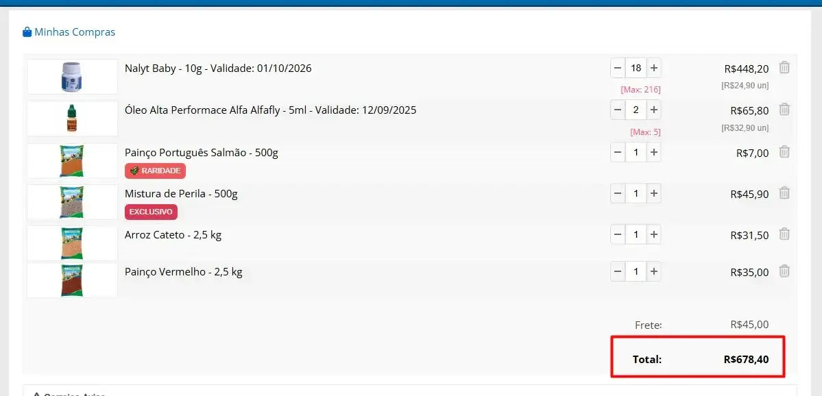 Personal Shopper | Buy from Brazil  - Suplements for birds- 4 items (DDP)