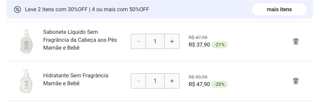 Personal Shopper | Comprar do Brasil - Natura Mamãe e Bebê - 26 itens - DDP