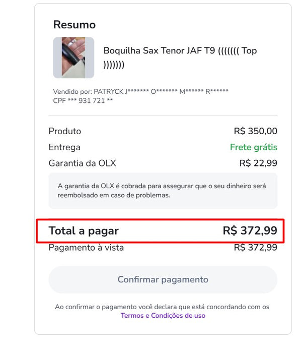 Personal Shopper | Comprar desde Brasil - Boquilha Sax Tenor JAF T9 - 1 artículo - DDP