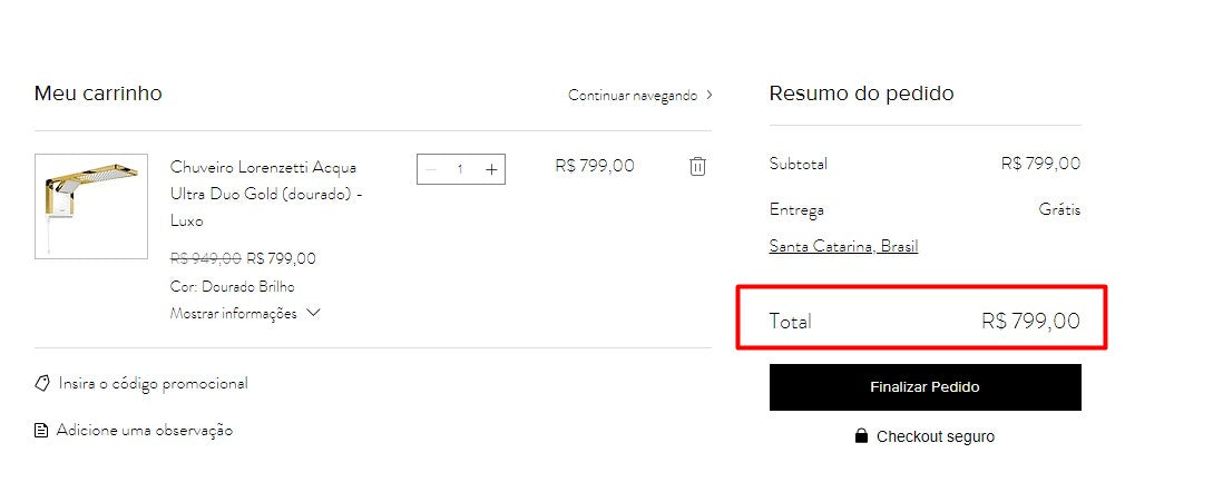 Personal Shopper | Comprar desde Brasil - Chuveiro Lorenzetti Acqua Ultra Duo Gold (dorado) - Luxo- 1 artículo - DDP