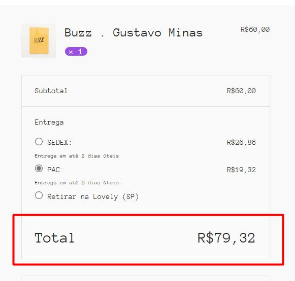 Osobní nakupující | Koupit z Brazílie - BBuzz. Gustavo Minas - 1 položka - DDP