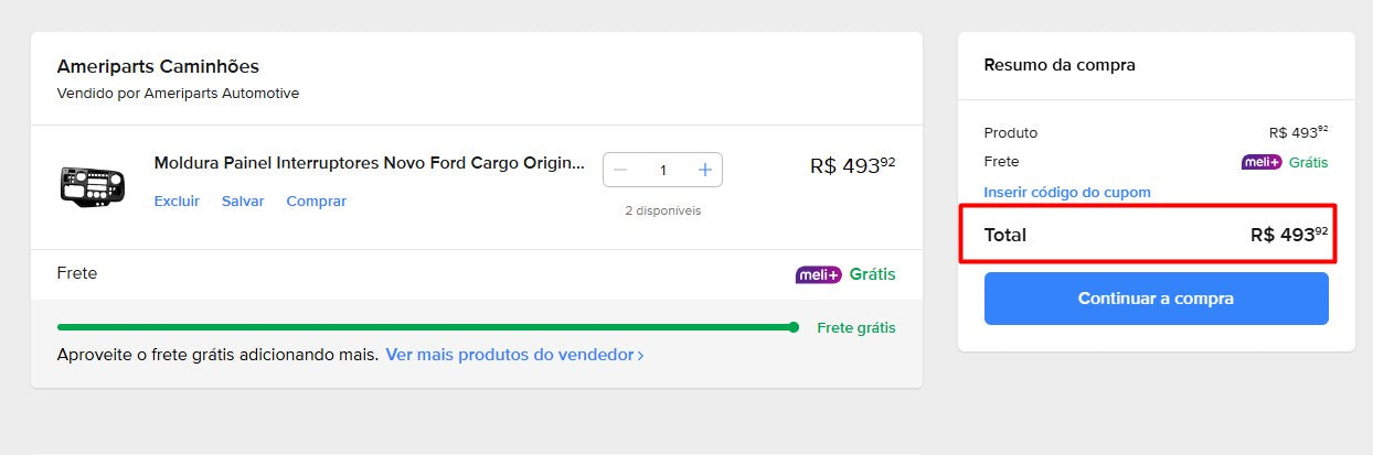 Personal Shopper | Comprar en Brasil - Moldura Painel Interruptores Novo Ford Cargo Original - 1 artículo - DDP