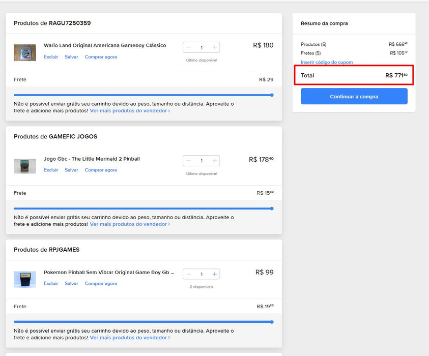Personal Shopper | Kup z Brazylii -GameBoy Collection - 5 itens- DDP
