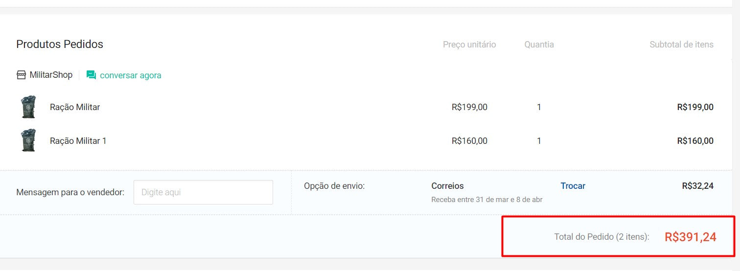 Comprador pessoal | Compre do Brasil - Comida militar - 2 itens(DDP)