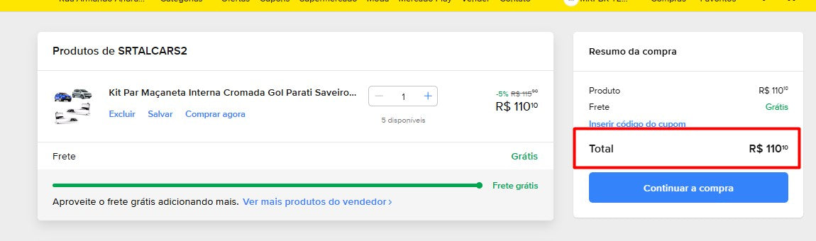 Personal Shopper | Kup w Brazylii - Kit Par Maçaneta Interna Cromada Gol Parati Saveiro G4 Metal - 1 zestaw - DDP