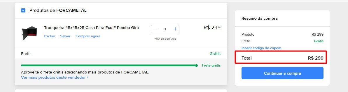 Personal Shopper | Comprar do Brasil - Tronqueira Casa Para Exu E Pomba Gira - 1 itens - DDP