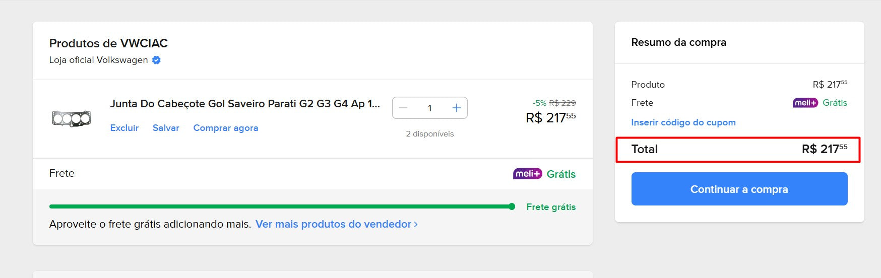 Personal Shopper | Compre do Brasil -Junta Do Cabeçote Gol Saveiro Parati G2 G3 G4 Ap 1.6 1.8 - 1 itens (DDP)