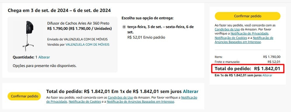 Personal Shopper | Comprar desde Brasil -Difusor de Cachos Aries Air 360 Preto - 1 pieza (DDP)