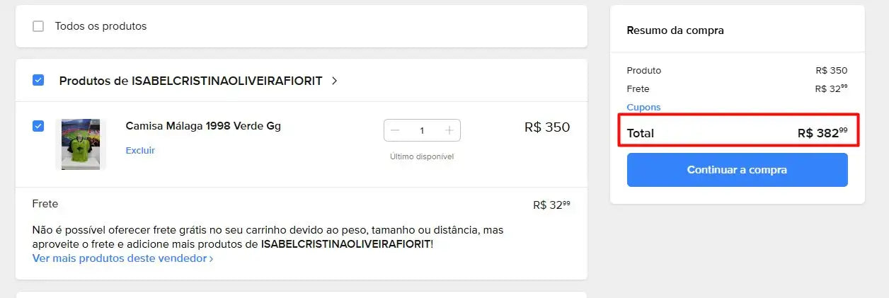 Personal Shopper | Kaufen aus Brasilien - Camisa Málaga 1998 (Gebraucht) - 1 Einheit (DDP)